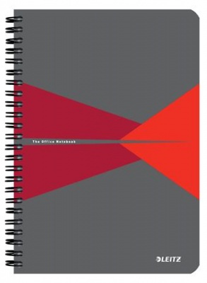 Blok, A5, linajkový, 90 listov, PP obálka, LEITZ "Office", sivá-červená