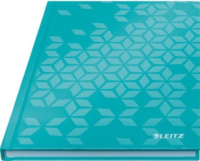 Záznamová kniha, A5, linajková, 80 listov, tvrdá obálka, LEITZ "Wow", ľadovo modrá