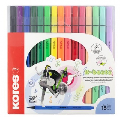 Fixky, sada, vyprateľné, KORES "K-beats", 15 rôznych farieb
