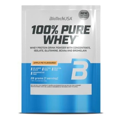 Srvátkový proteínový prášok, 28g, BIOTECH USA "100% Pure Whey", jablkový koláč