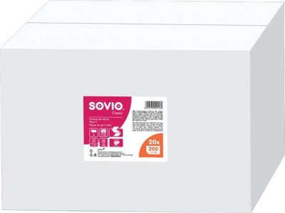 Papierové utierky, V ohyb, 2-vrstvové, 200 listov, 21 x 25 cm, SOVIO