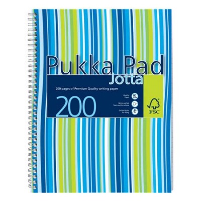 Špirálový zošit, A4+, linajkový, 100 strán, PUKKA PAD "Stripe Jotta"