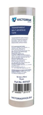 Lepiaca páska, 12 mm x 10 m, VICTORIA OFFICE, priehľadná