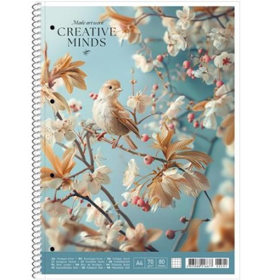 Špirálový zošit, A4, linajkový, 80 listov, SHOLYARYK "College Block Creative Minds", mix