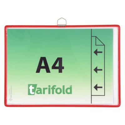 Prezentačná tabuľa, závesná, A4,  ležatá, s kovovým uškom, TARIFOLD, červená