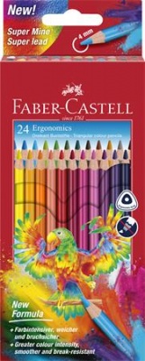 Farebné ceruzky, sada, trojhranný tvar, FABER-CASTELL "Papagáj", 24 rôznych farieb