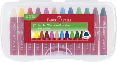 Voskovky, trojhranné, FABER-CASTELL "Jumbo", 12 rôznych farieb