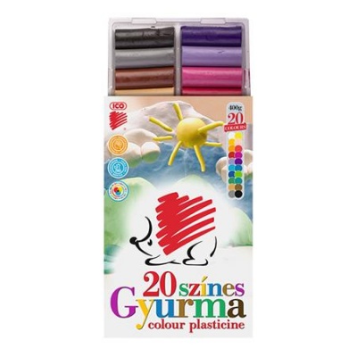 Plastelína, 400 g, ICO "Ježko", 20 rôznych farieb