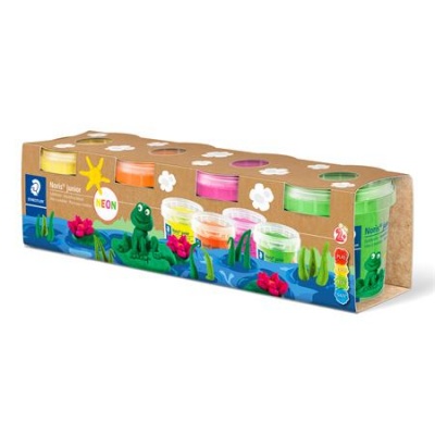 Modelovacia plastelína, sada, STAEDTLER "Noris® junior 813", 4 rôzne neónové farby