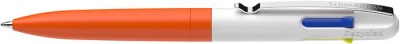 Guľôčkové pero, 0,5 mm, stláčací mechanizmus, 4 farby, SCHNEIDER "Take 4 Neon", oranžové-biele