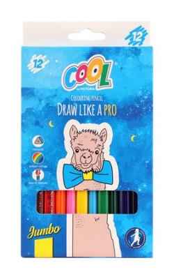 Farebné ceruzky, sada, trojhranné, hrubé, COOL BY VICTORIA, 12 rôznych farieb