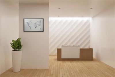 Odkazová tabuľa, magnetická, 60x40 cm, čierny drevený rám,  VICTORIA VISUAL, "Mapa sveta"