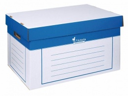 Archívny kontajner, 320x460x270 mm, kartónový, VICTORIA OFFICE, modro-biela