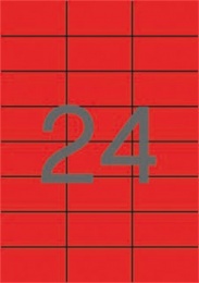 Etikety, 70x37 mm, farebné, APLI, červené, 2400 etikiet/bal