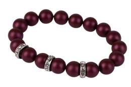 Náramok, z bordovo fialových SWAROVSKI®  perál, s bielym rondella krištáľom, 10mm, ART CRYSTELLA® M