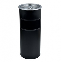 Odpadkový kôš, kovový, ohňovzdorný, s vyberateľným popolníkom, 25x58 cm, čierna