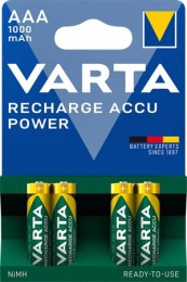 Nabíjateľná batéria, AAA, mikrotužková, 4x1000 mAh, prednabitá, VARTA "Power"